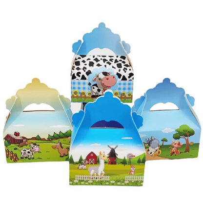 24/48PCS Farm Animals Cow Candy Bag Jungle Safar Wedding Birthday Favor Chocolate Treat Box Baby Shower Party Gift Pakcing Decor