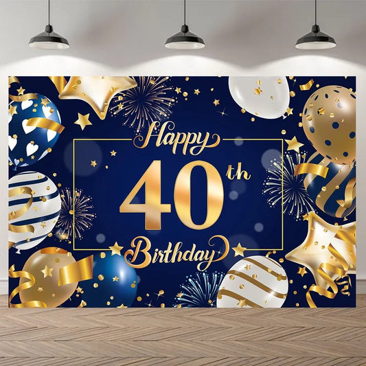 Happy Birthday Door Decor Blue Gold 30 40 50 Happy Birthday Banner Decor for Home Hanging Happy Birthday For Adults Favors Decor