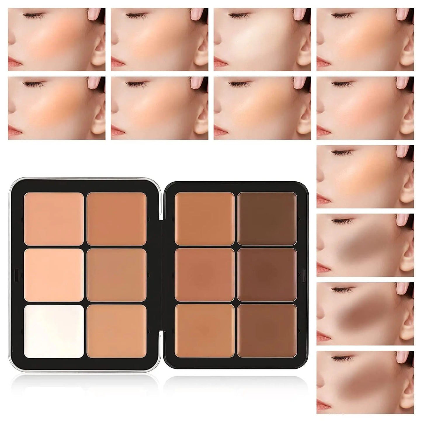 Paleta de blush cremoso de 16 cores, blush fosco, creme de cobertura, blush cremoso de longa duração, corretivo, paleta de maquiagem tudo em um