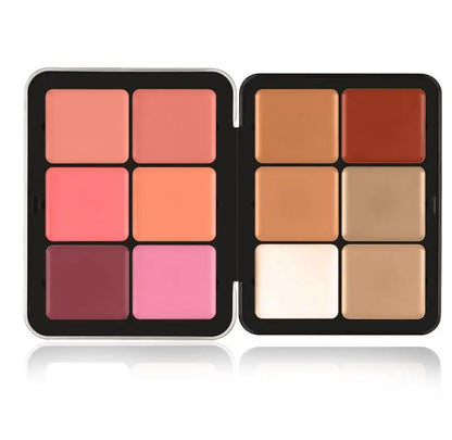 Paleta de blush cremoso de 16 cores, blush fosco, creme de cobertura, blush cremoso de longa duração, corretivo, paleta de maquiagem tudo em um