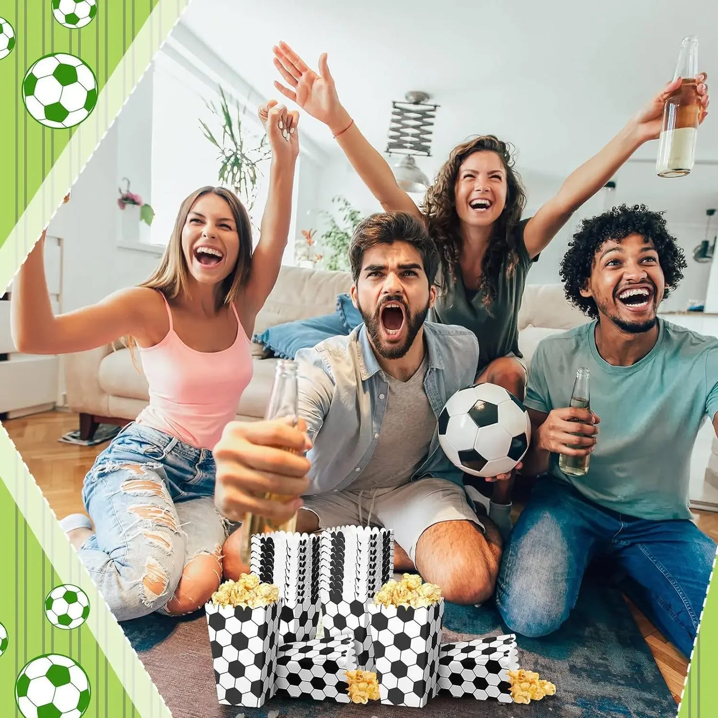 10Pcs Football Theme Party Popcorn Box Sports Soccer Candy Cookie Packing Boxes for Kids Birthday Baby Shower Party Decoration