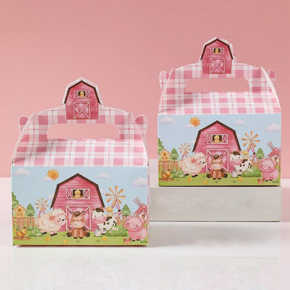 Farm Candy Box Farm Cow Gift Box Birthday Party Supplies Fruit Favors Bag Biscuit Cake Box Kids Baby Shower Party Decorations