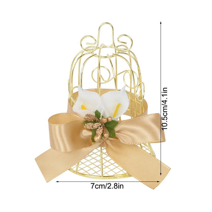 1/5Pcs Wedding Mini Metal Gold Bird Cage Candy Boxes Baby Shower Favors Gift Box for Guests Birthday Party Decoration