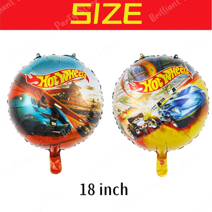 6Pcs Hot wheels Party Balloons Set Hot Race Car Foil Balloon Baby Shower Birthday Party Decorations Kids Classic Toys Air Gifts