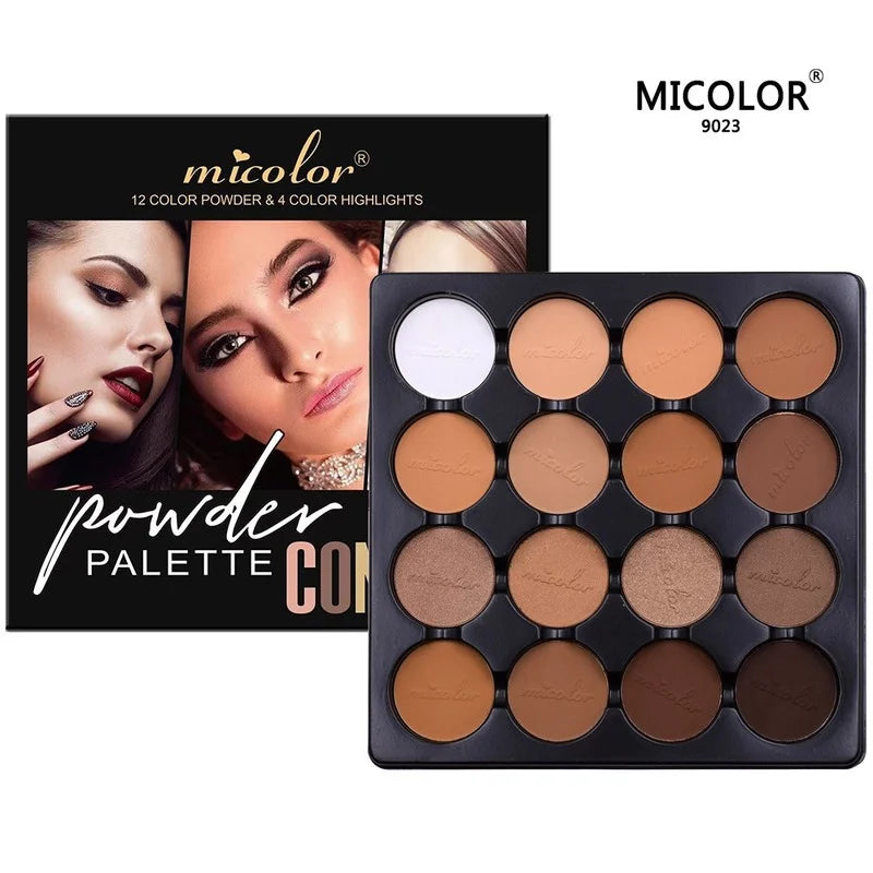 Paleta de contorno facial fosco de 16 cores, sombra de nariz com silhueta 3D, paleta de maquiagem para mulheres, duradoura, à prova d'água, beleza, cosméticos femininos