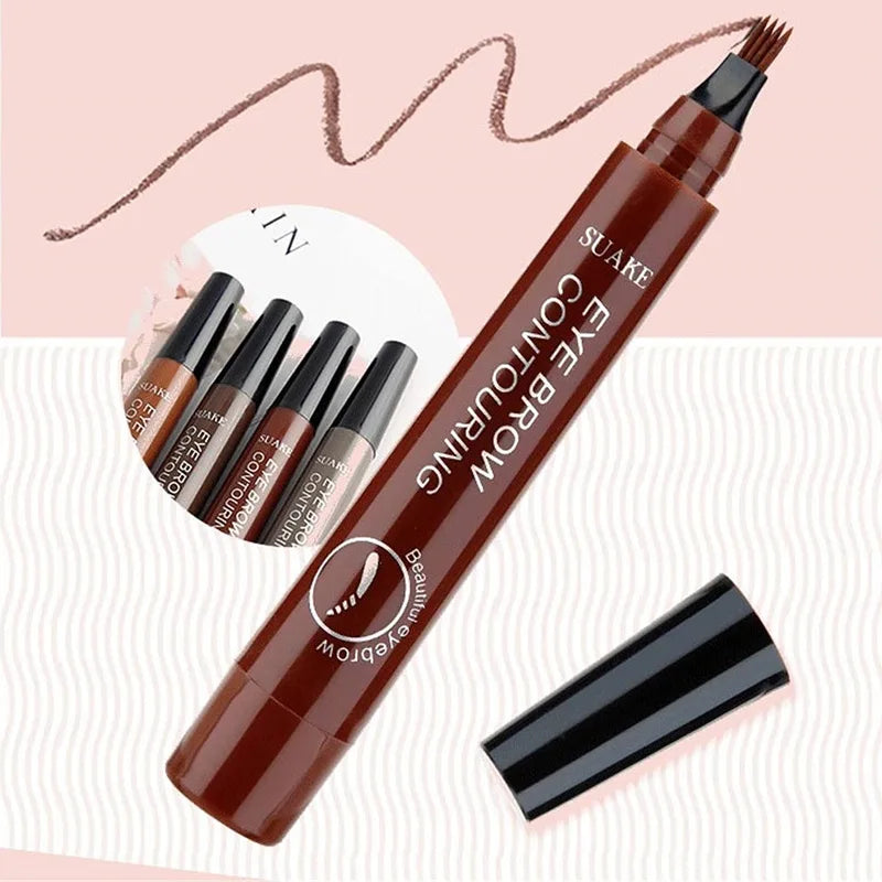 4 Split Head Waterproof Eyebrow Pencil Sweat Proof Liquid Eyebrow Pen Makeup Natural Looking Long Lasting Professional Cosmetic