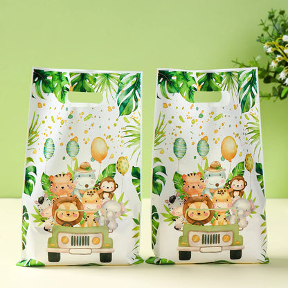 Jungle Animals Hand Bags Safari Birthday Gift Bags Wild One Birthday Decoration Jungle Birthday Candy Bags Baby Shower Decor