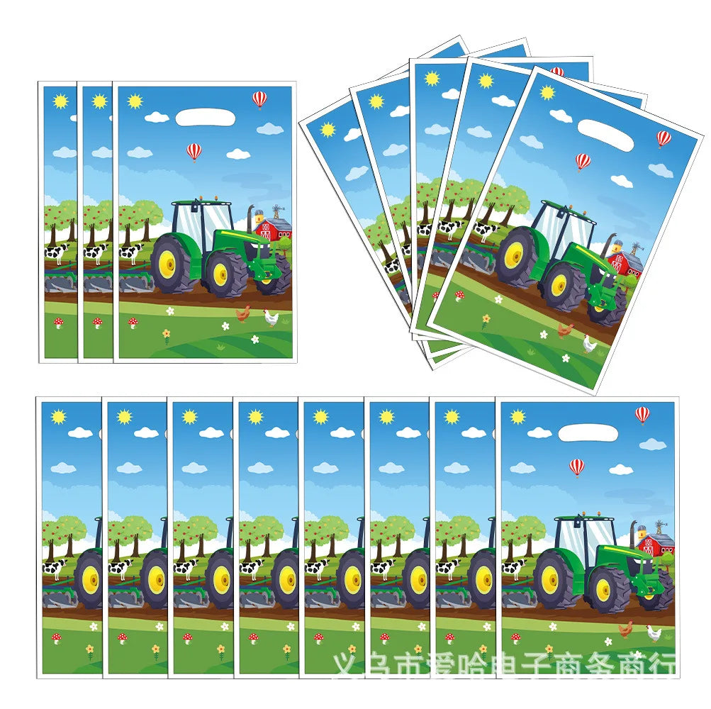 10-50pcs Farm Tractor Animals Party Favor Goodie Treat Bags Cow Sheep Chicken Barnyard Animals Themed Birthday Candy Plastic Bag