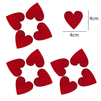 12pcs Heart Shape Reflective Car Stickers Night Warning Mark Reflective Tape Stickers Decoration Decal Car Accessories