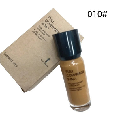 Base e corretivo 2 em 1 Deep Flesh Color Liquid Foundation Glass Hidratante e nutritivo Face Primer Base de maquiagem