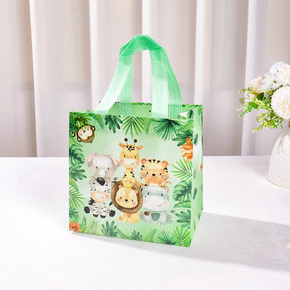 Jungle Animal Non-woven Gift Bags Jungle Theme Party Favors Portable Candy Pack Bag Kids Baby Shower Birthday Party Decor