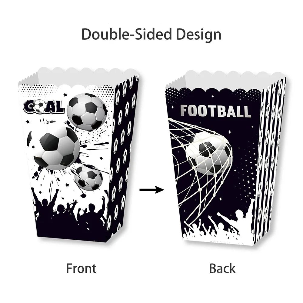 6Pcs Football Party Popcorn Boxes Soccer Popcorn Bags Cardboard  Container Bags Soccer Party Favors for Sport Party Supplies