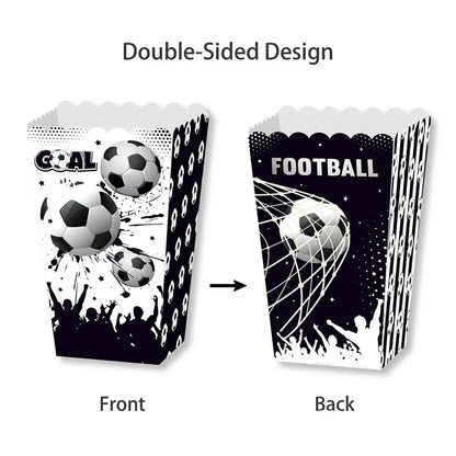 6Pcs Football Party Popcorn Boxes Soccer Popcorn Bags Cardboard  Container Bags Soccer Party Favors for Sport Party Supplies