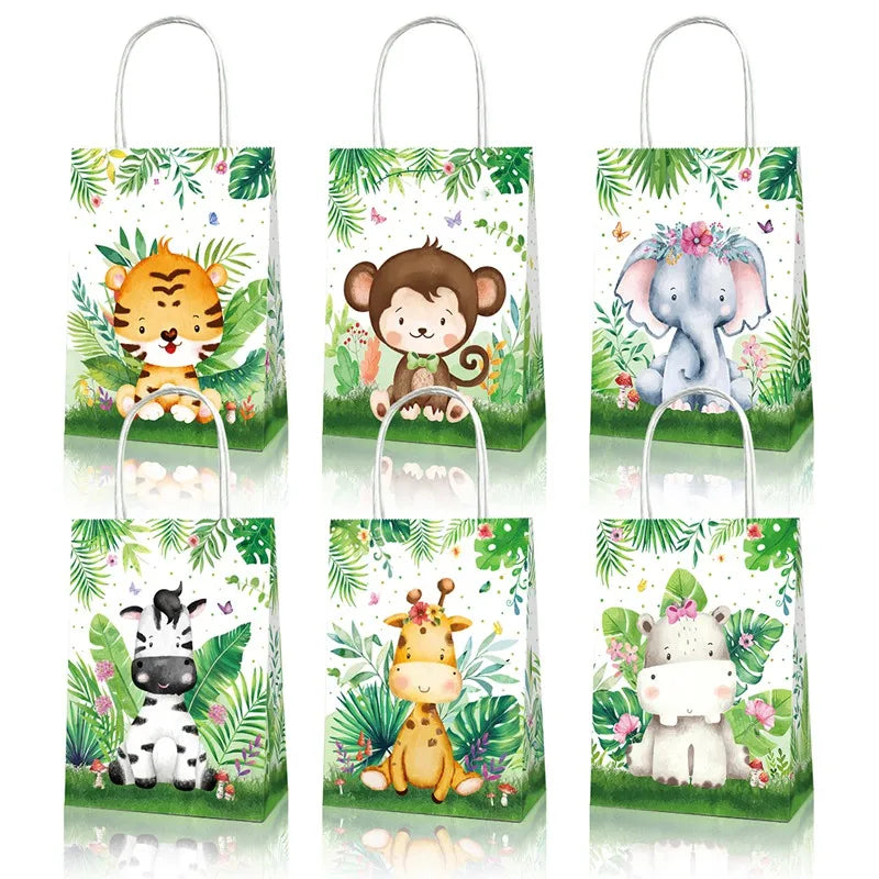 6pcs-Jungle Safari Animals Candy Boxes Birthday Party Decoration Kids Gift Packaging