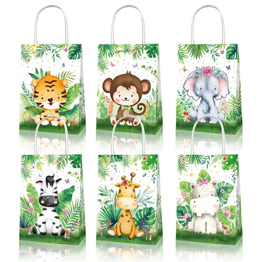 6pcs-Jungle Safari Animals Candy Boxes Birthday Party Decoration Kids Gift Packaging