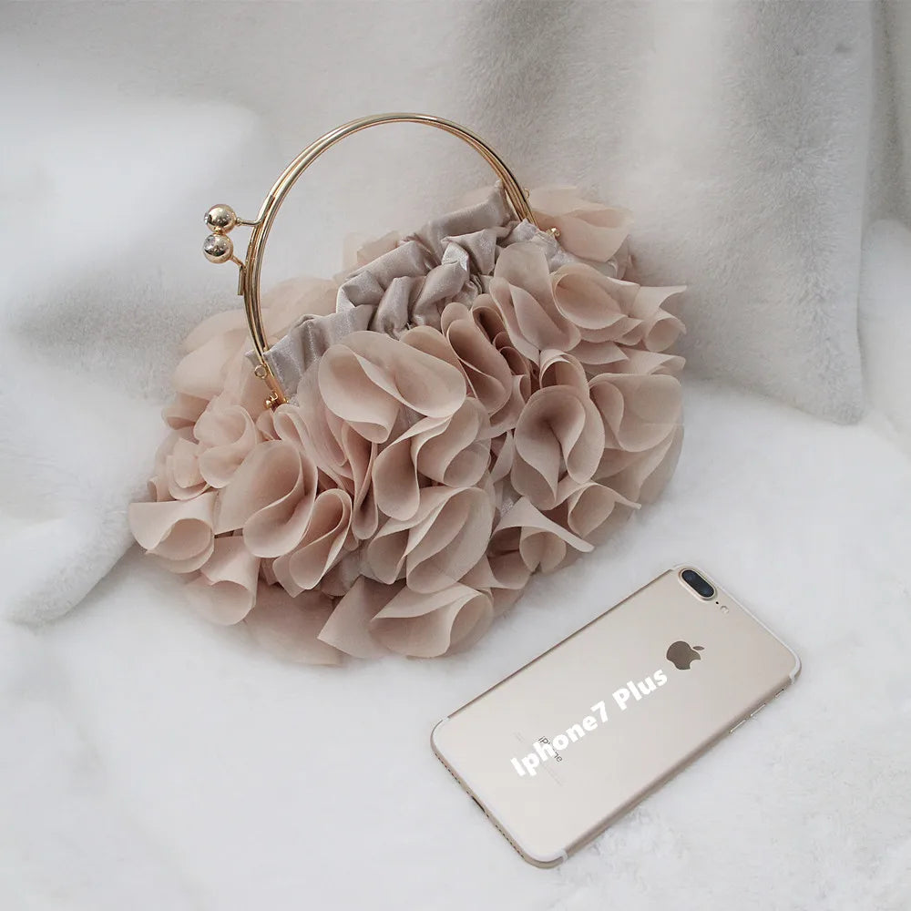 Luxury Satin Floral Bride Party Evening Bag Women Wedding Purses and Handbags Small