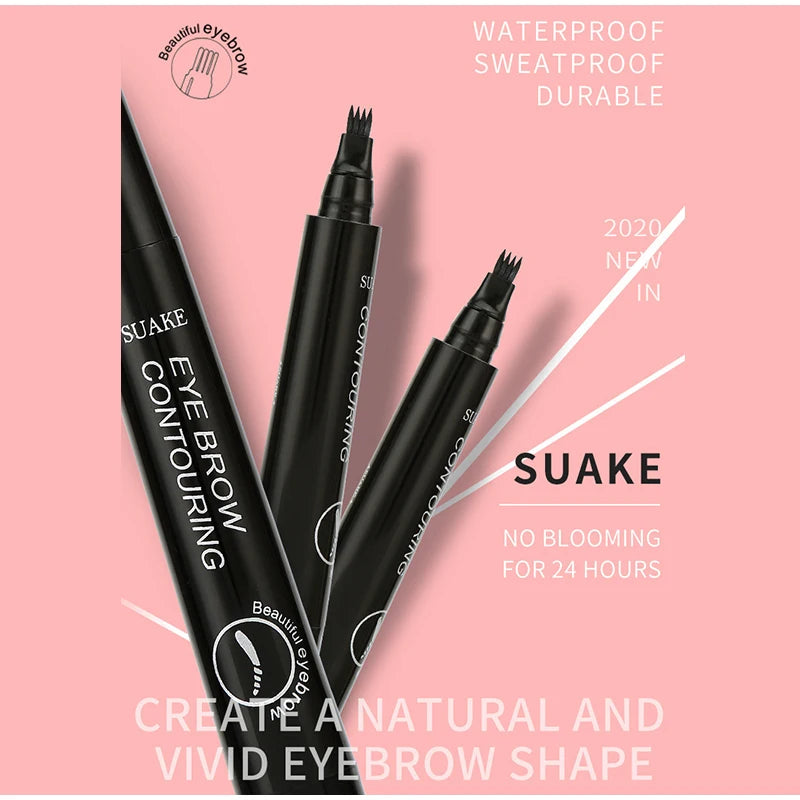 4 Split Head Waterproof Eyebrow Pencil Sweat Proof Liquid Eyebrow Pen Makeup Natural Looking Long Lasting Professional Cosmetic