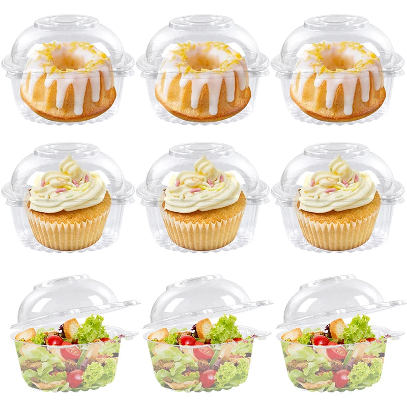 10/50Pcs Cupcake Packaging Box Clear Dessert Donut Muffin Cake Container Holder Wedding Birthday Party Supplies Christmas Decor