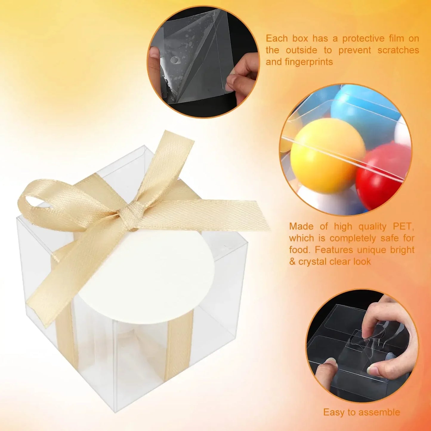 50PCs Mini Clear Gift Boxes Transparent