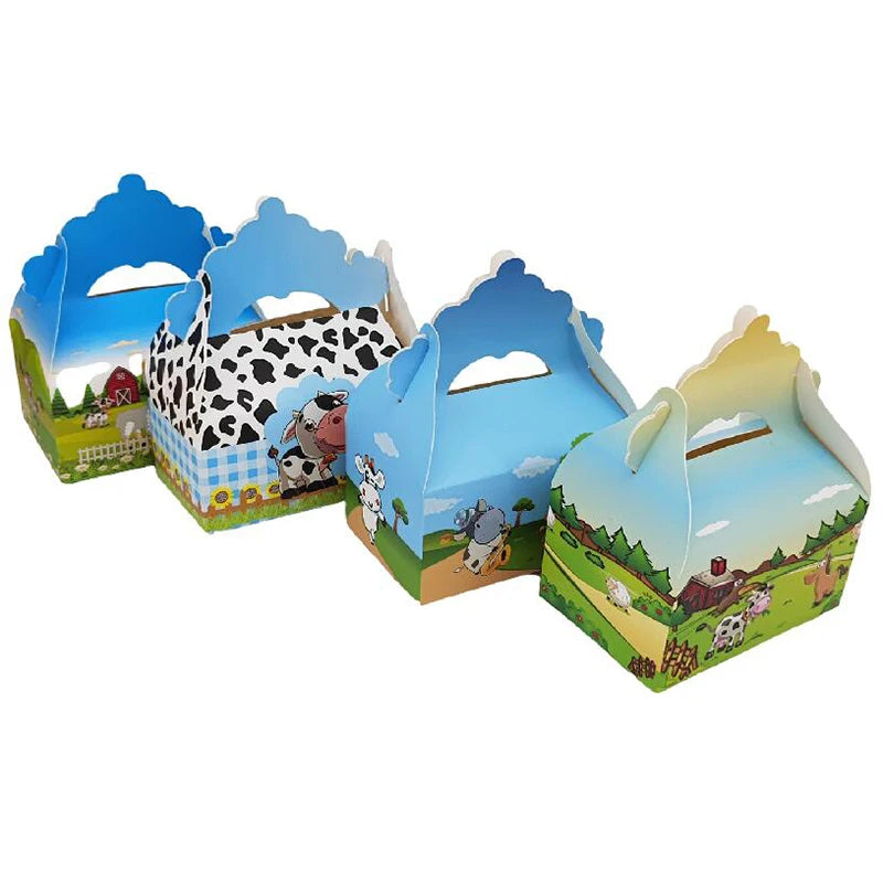 24/48PCS Farm Animals Cow Candy Bag Jungle Safar Wedding Birthday Favor Chocolate Treat Box Baby Shower Party Gift Pakcing Decor