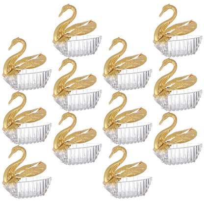 12pcs European Romantic Swan Candy Box Plastic Chocolate Boxes Baby Shower Storage Case Wedding Home Party Favor Supplies