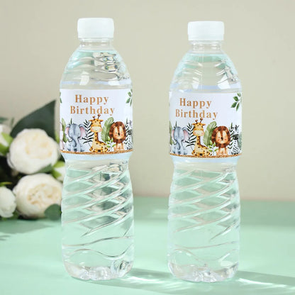 Jungle Animal Water Bottle Stickers Safari Birthday Party Decoration Kids Jungle Themed Party Supplies Wild One Baby Shower