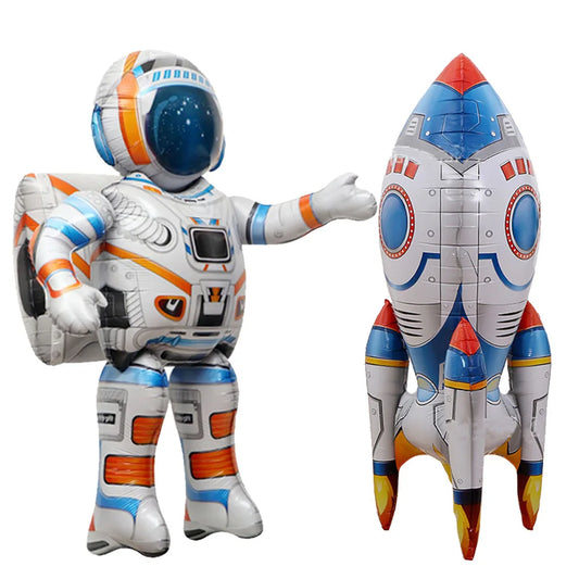 4D Standing Astronaut Spaceman Balloons Rocket Foil Balloons Kids Toys Baby Shower Outer Space Themed Birthday Party Decorations