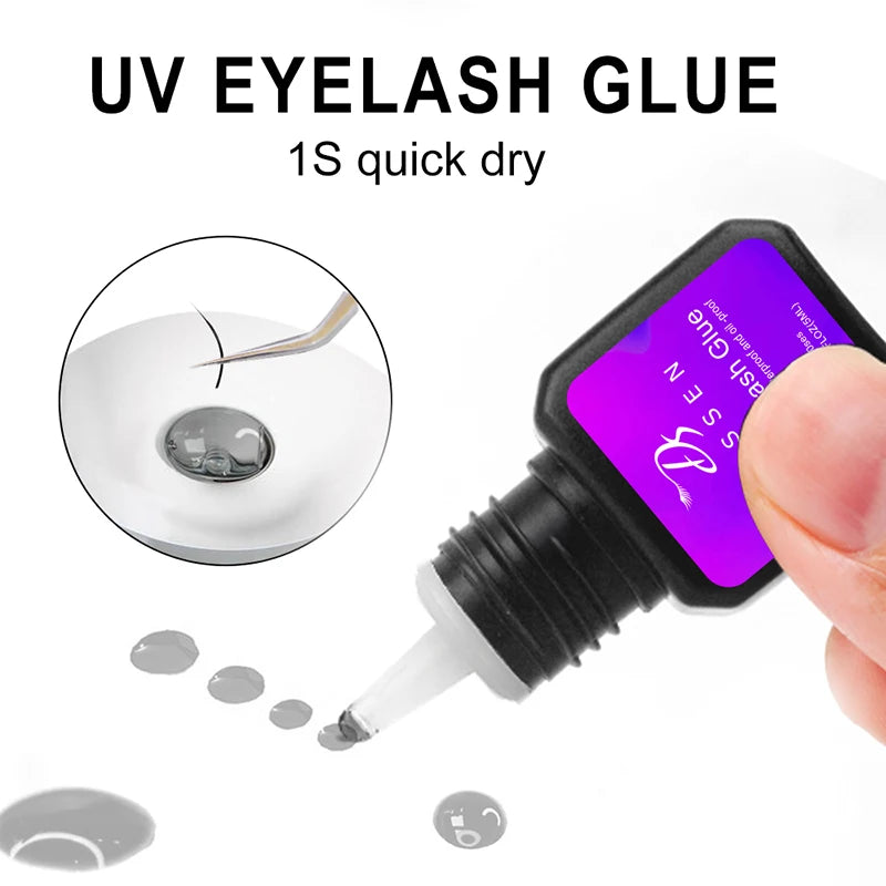 Dassen 5ML 1 Second Fast Drying Strong False Eye Lash Extension UV Glue Adhesive Retention Low Smell Mink Eyelash Glue UV