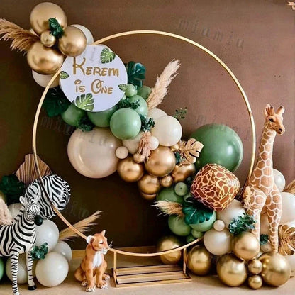 Safari Green Balloon Garland Arch Kit Kids Birthday Party Supplies Deer Pattern Gold Latex Ballons Baby Shower Decoration