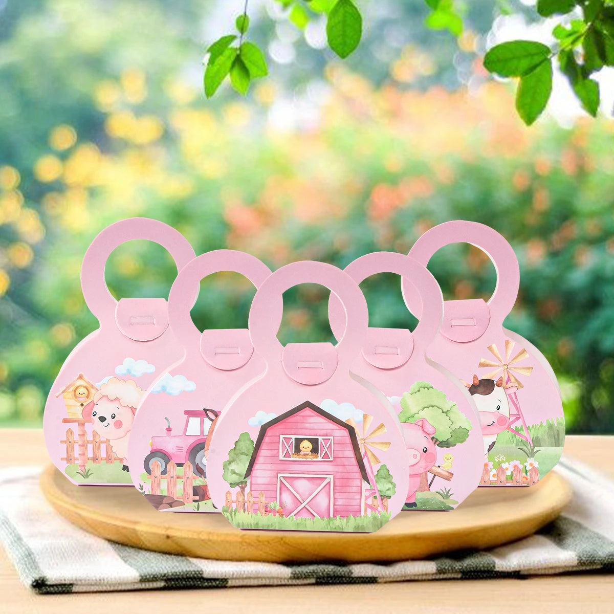 12pcs Farm Animal Theme Party Gift Boxes Candy Boxes Farm Party Decor Baby Shower Kids Girls Birthday Wedding Party Supplies