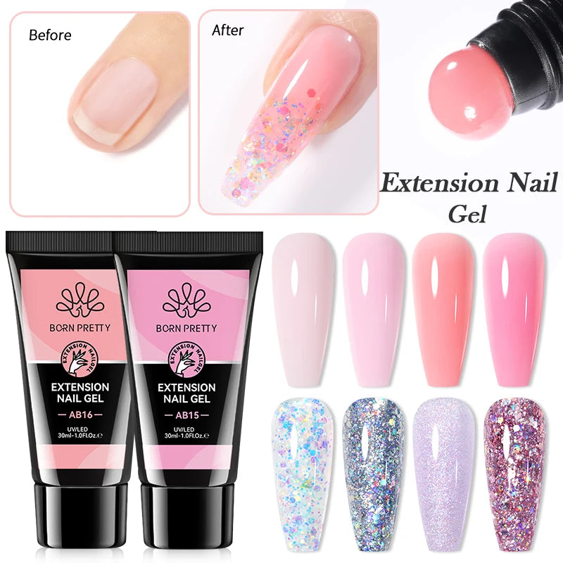 BORN PRETTY Acrylic Gel For Nail Extension Milky White Quick Building Soak Off UV Extend Gel Nail Art Gel Semi-Permanent Varnish