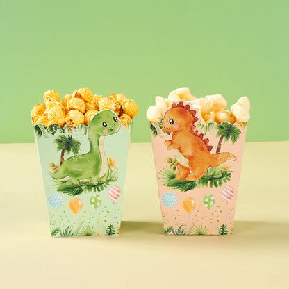 Jungle Animal Dinosaur Popcorn Boxes Zoo Treat Boxes Paper Happy Birthday Party Decoration Kids Party Supplies Gifts Popcorn Box