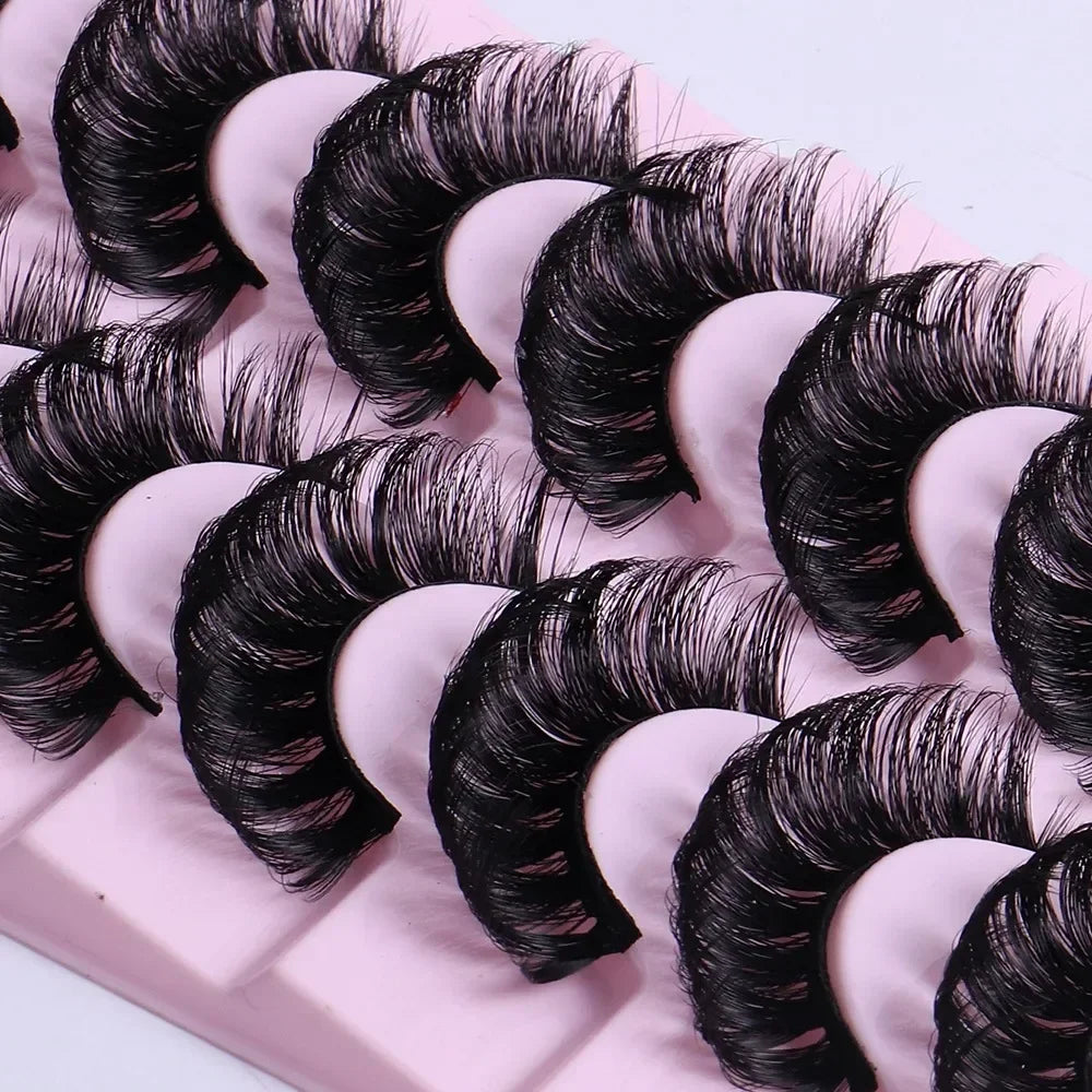 10 Pairs Russian Strip Lashes DD Curl Lashes 3D False Lashes Russian Extensions