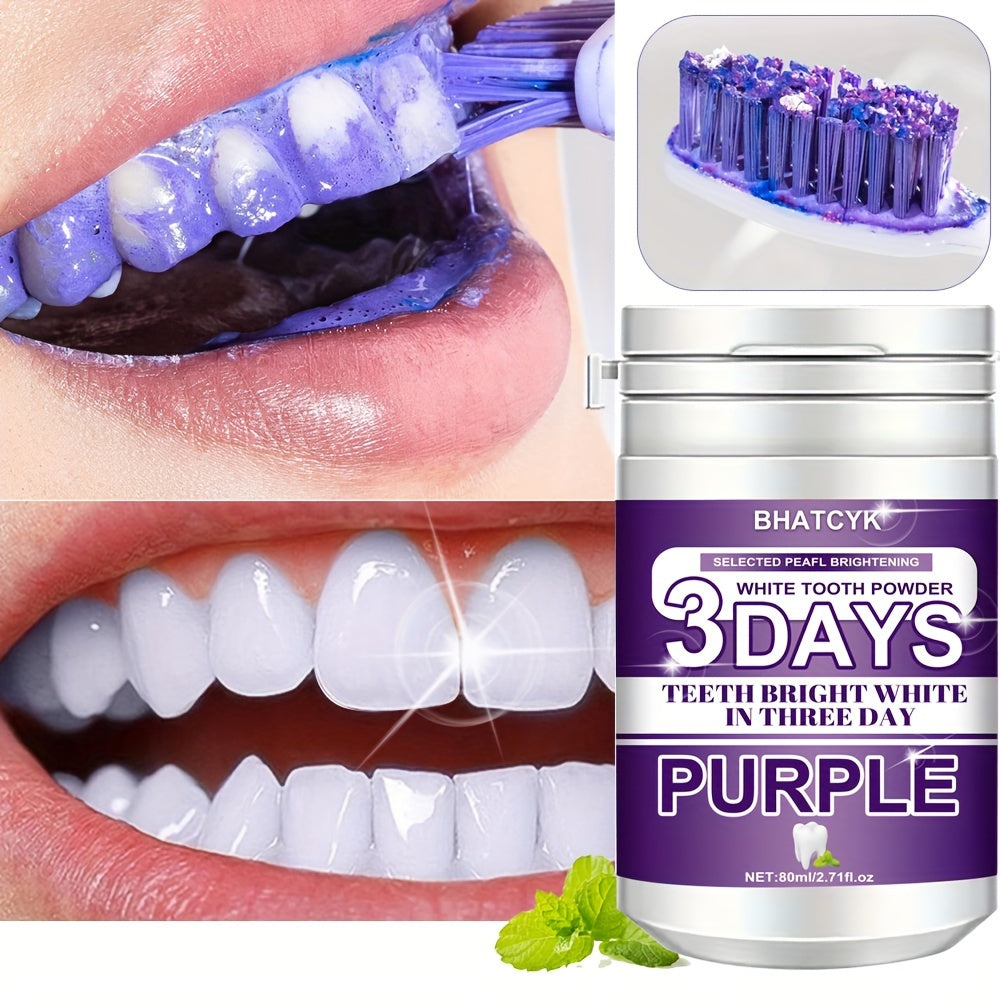 1pc Vibrant Purple Teeth Whitening Powder - Gentle Daily Tooth Polisher for Deep Cleaning, Plaque Removal