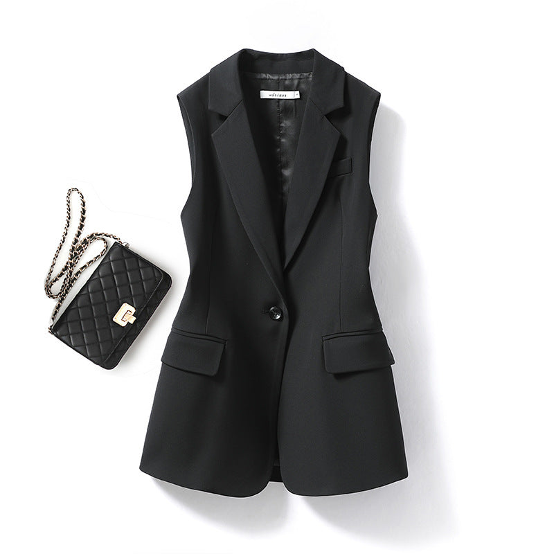 Black Suit Women's Coat Outerwear Vest